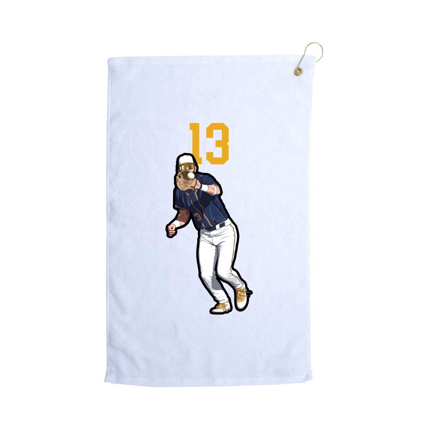 Golf Towel — Number Top in White