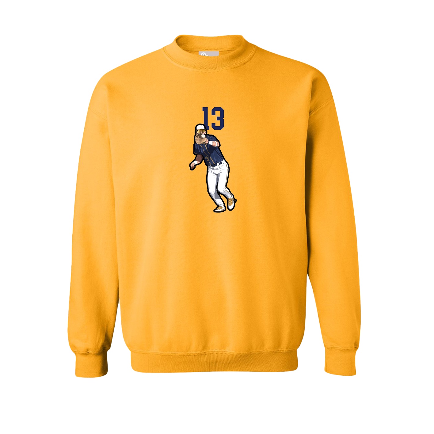 Fleece Crew — Number Top in Gold