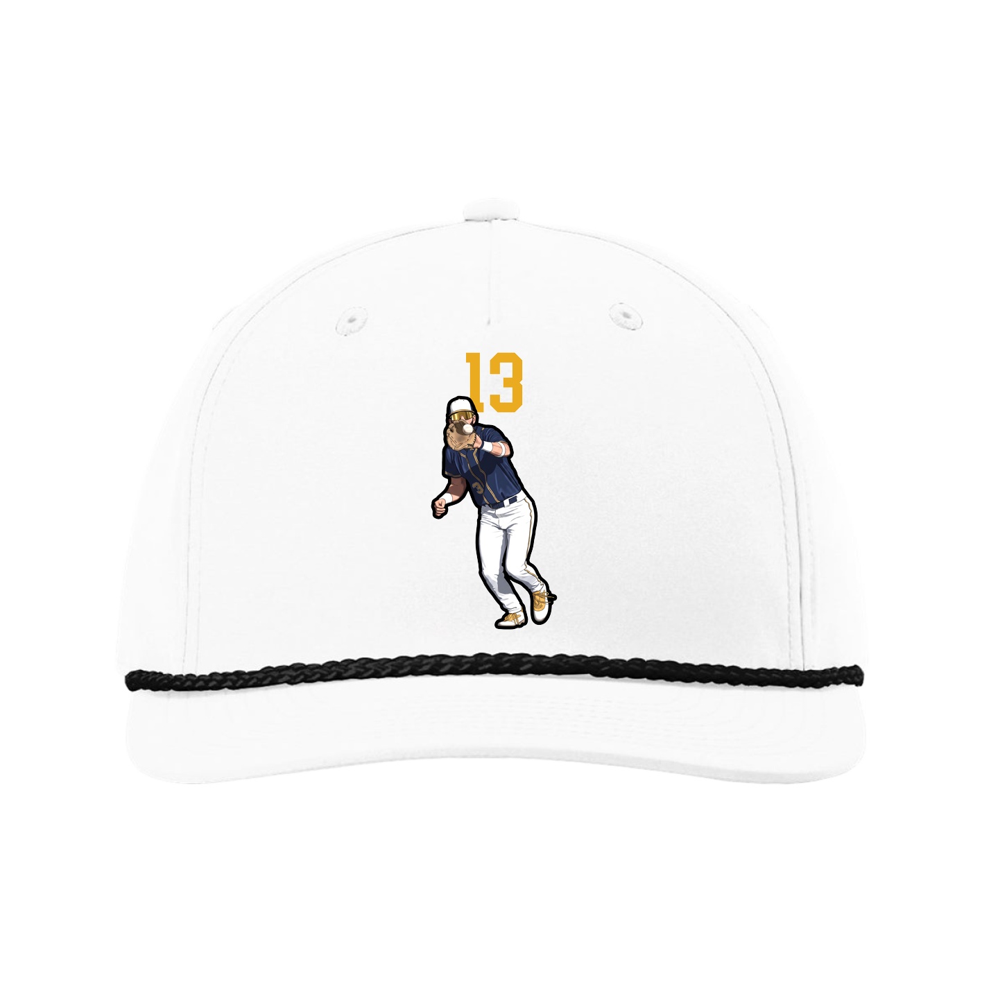 Five-Panel Classic Rope Cap — Number Top in White