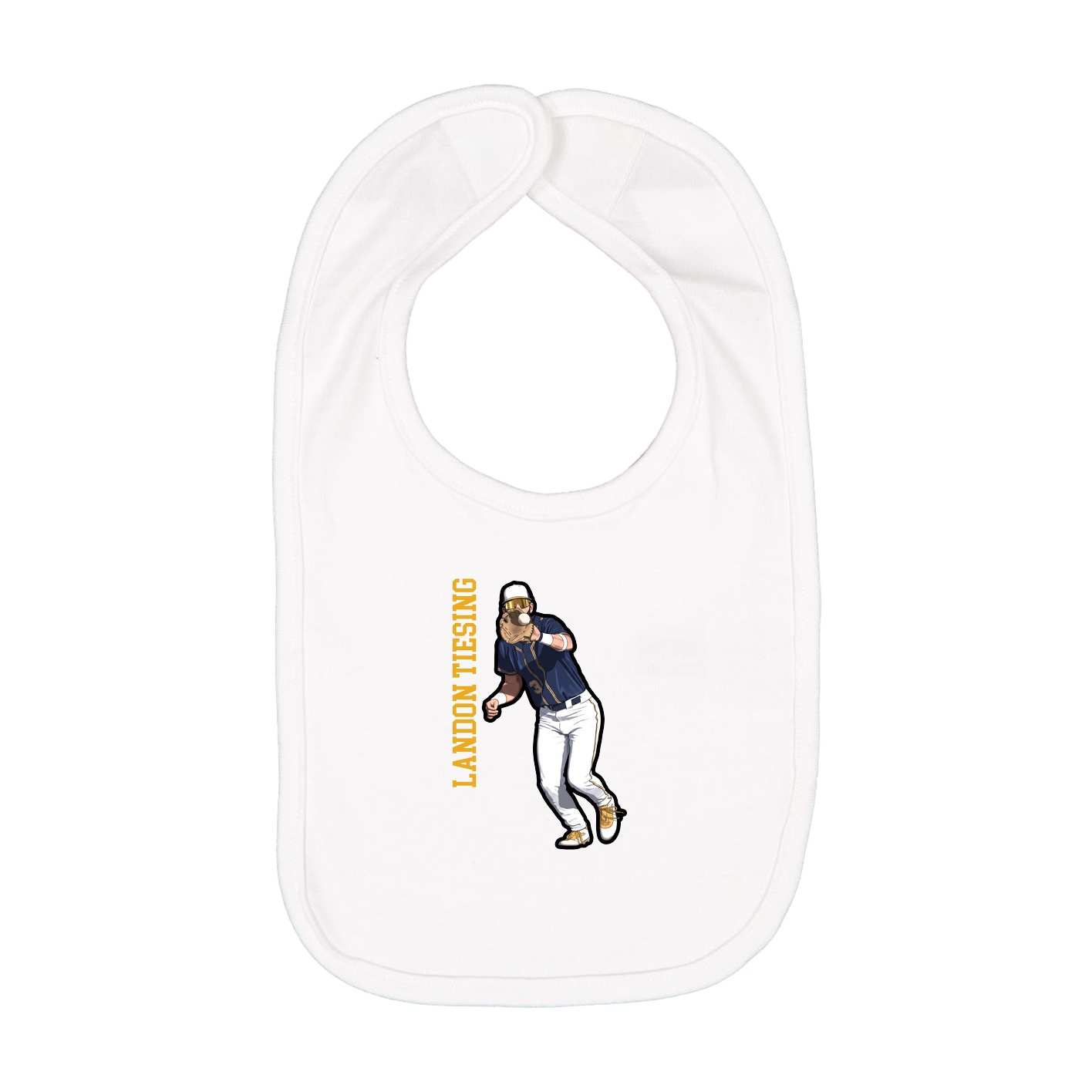 Infant Bib — Name Vertical in White