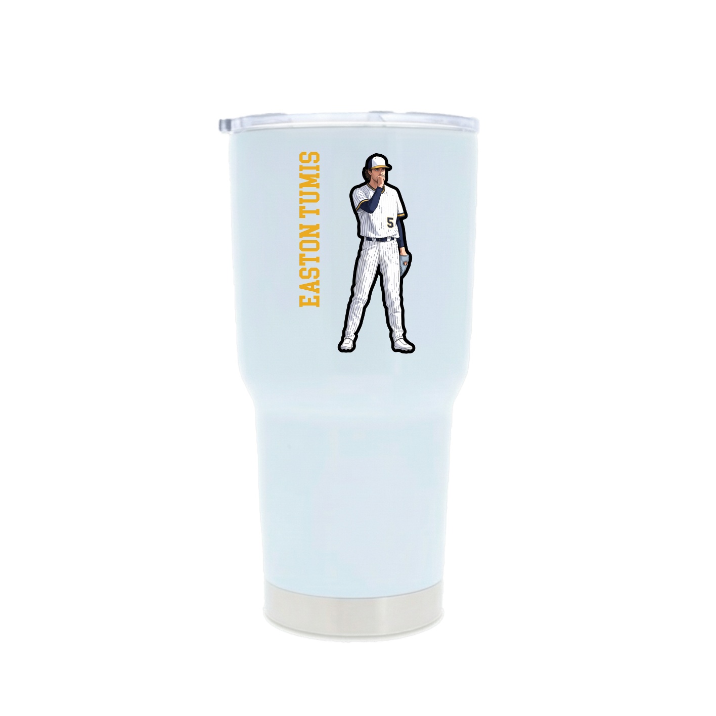 30oz Stainless Steel Tumbler — Name Vertical in White