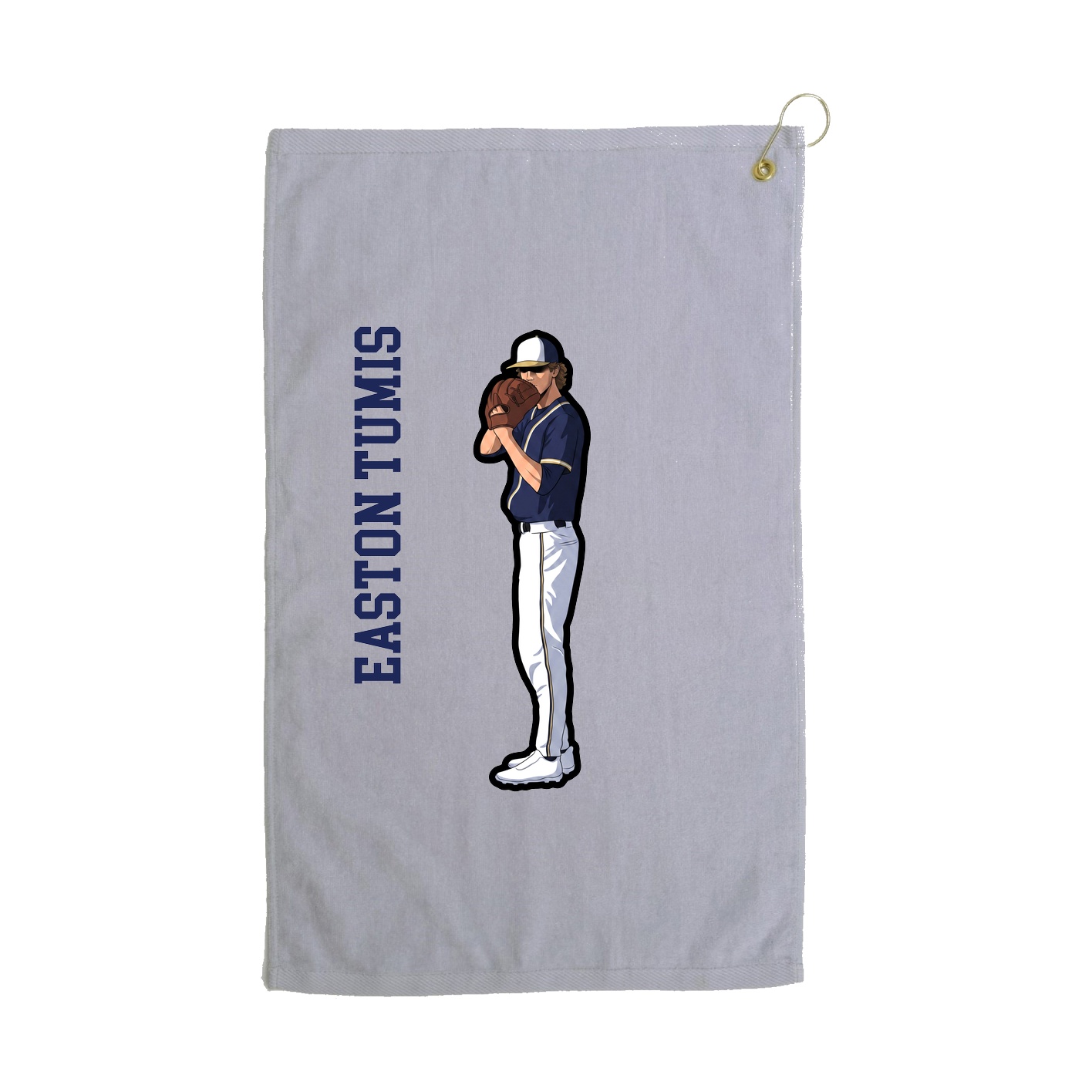 Golf Towel — Name Vertical in Grey