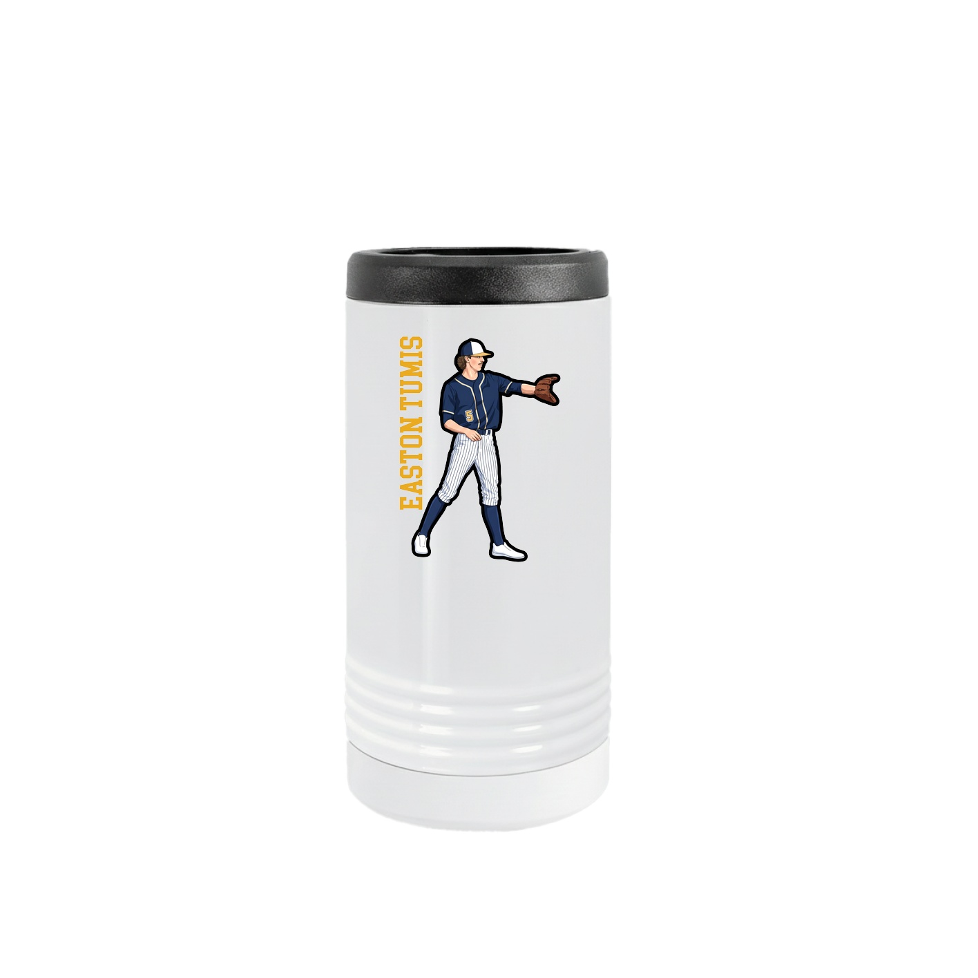 Slim Beverage Holder — Name Vertical in White