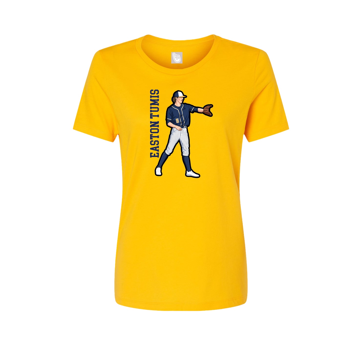 Fitted Women's Tee — Name Vertical in Gold
