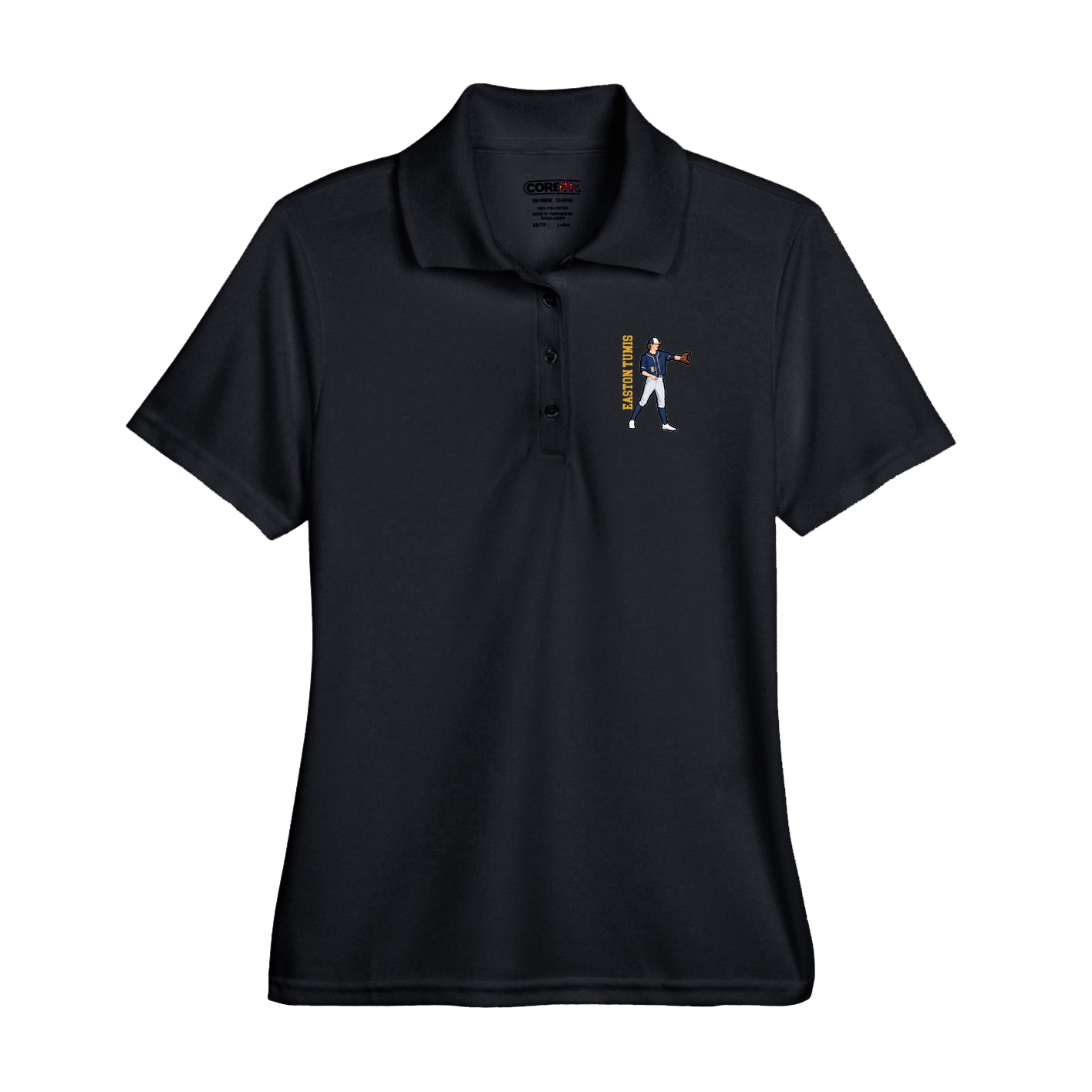 Performance Polo — Name Vertical in Black