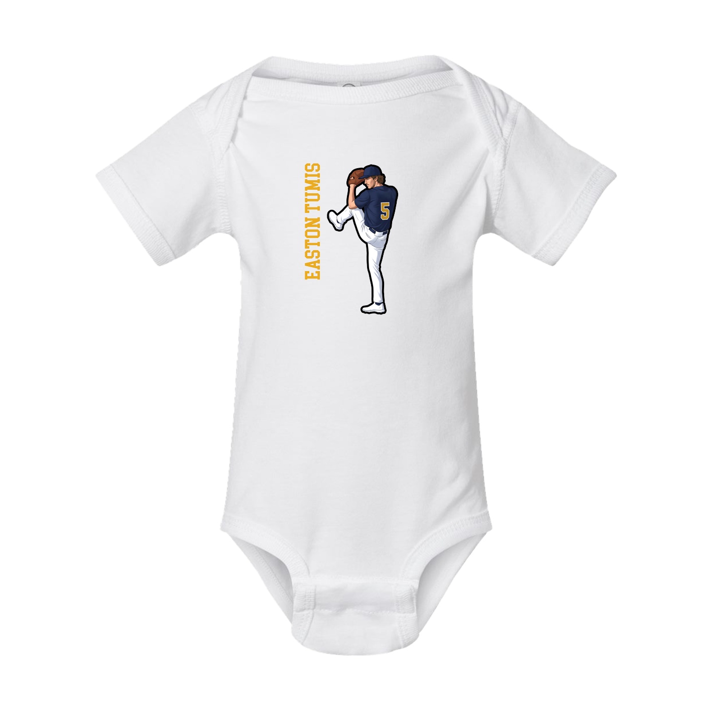 Baby Onesie — Name Vertical in White