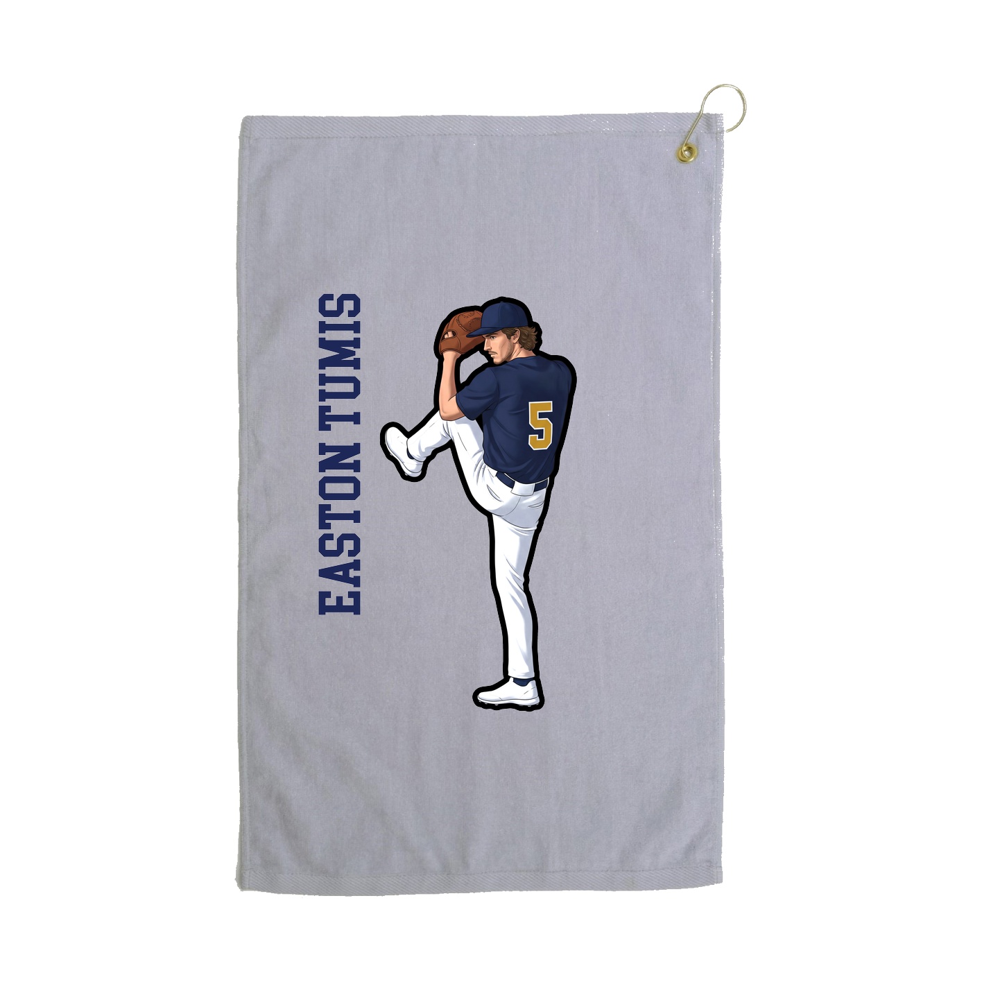 Golf Towel — Name Vertical in Grey
