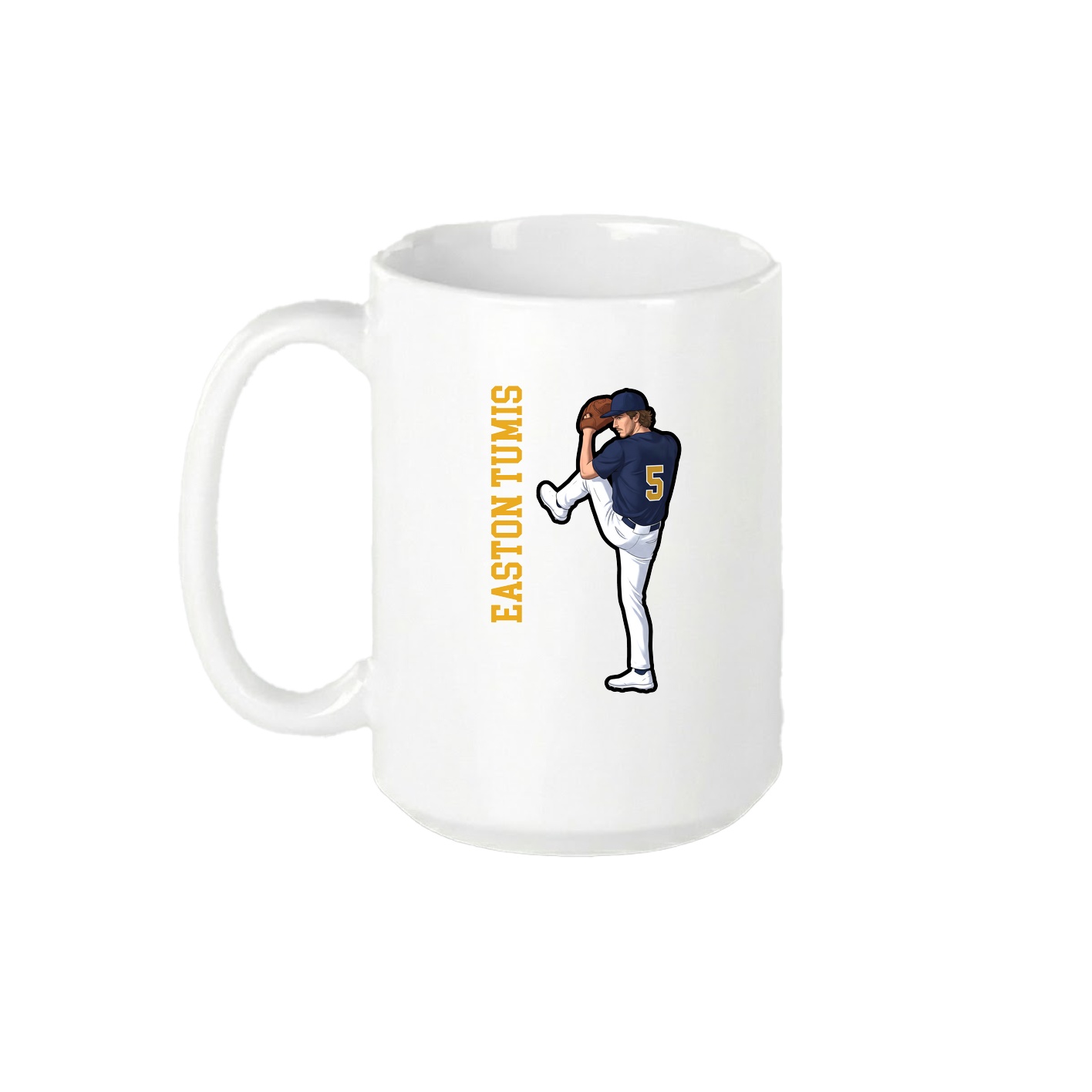 15oz Coffee Mug — Name Vertical in White