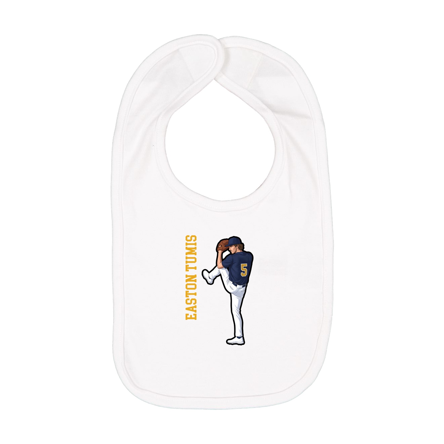 Infant Bib — Name Vertical in White