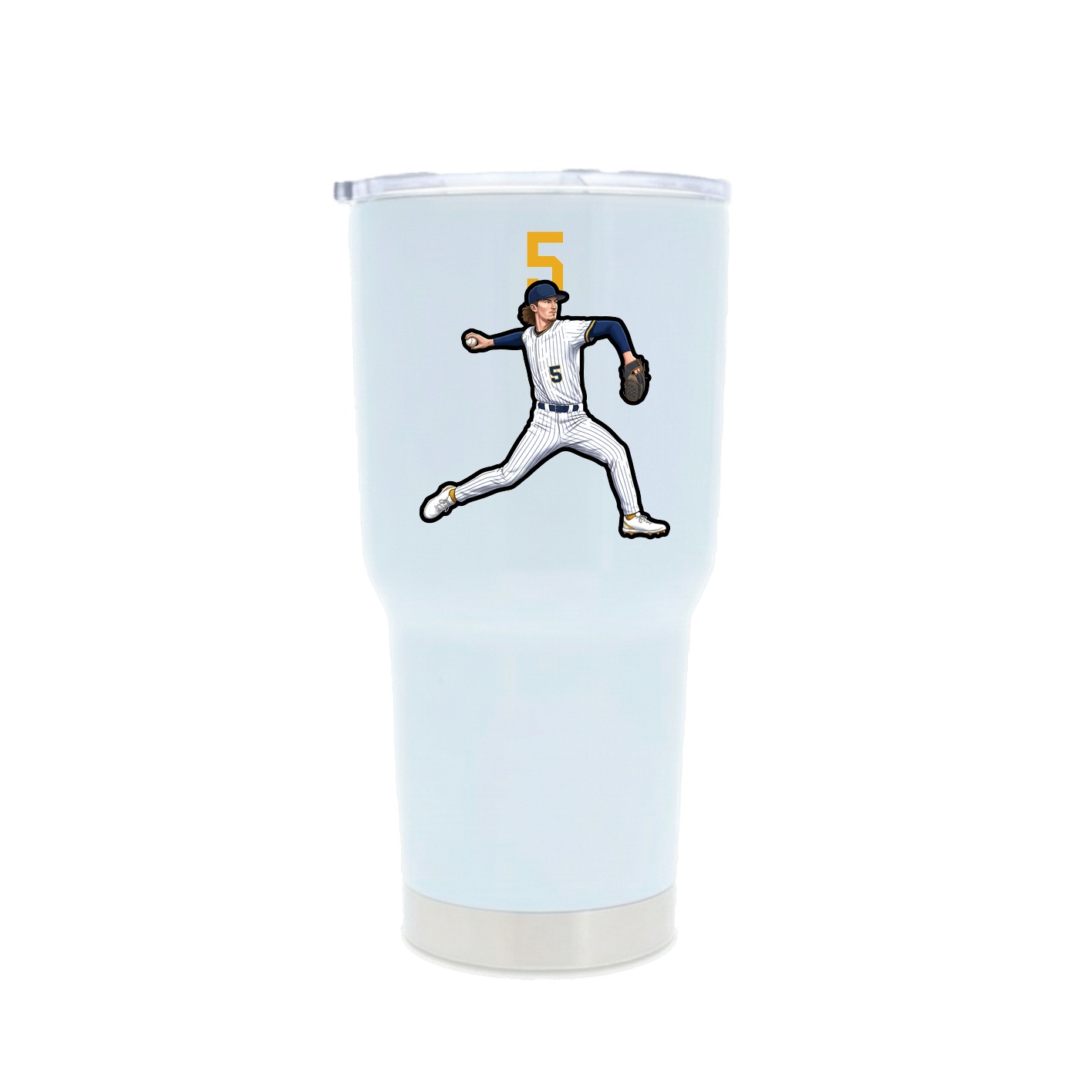 30oz Stainless Steel Tumbler — Number Top in White