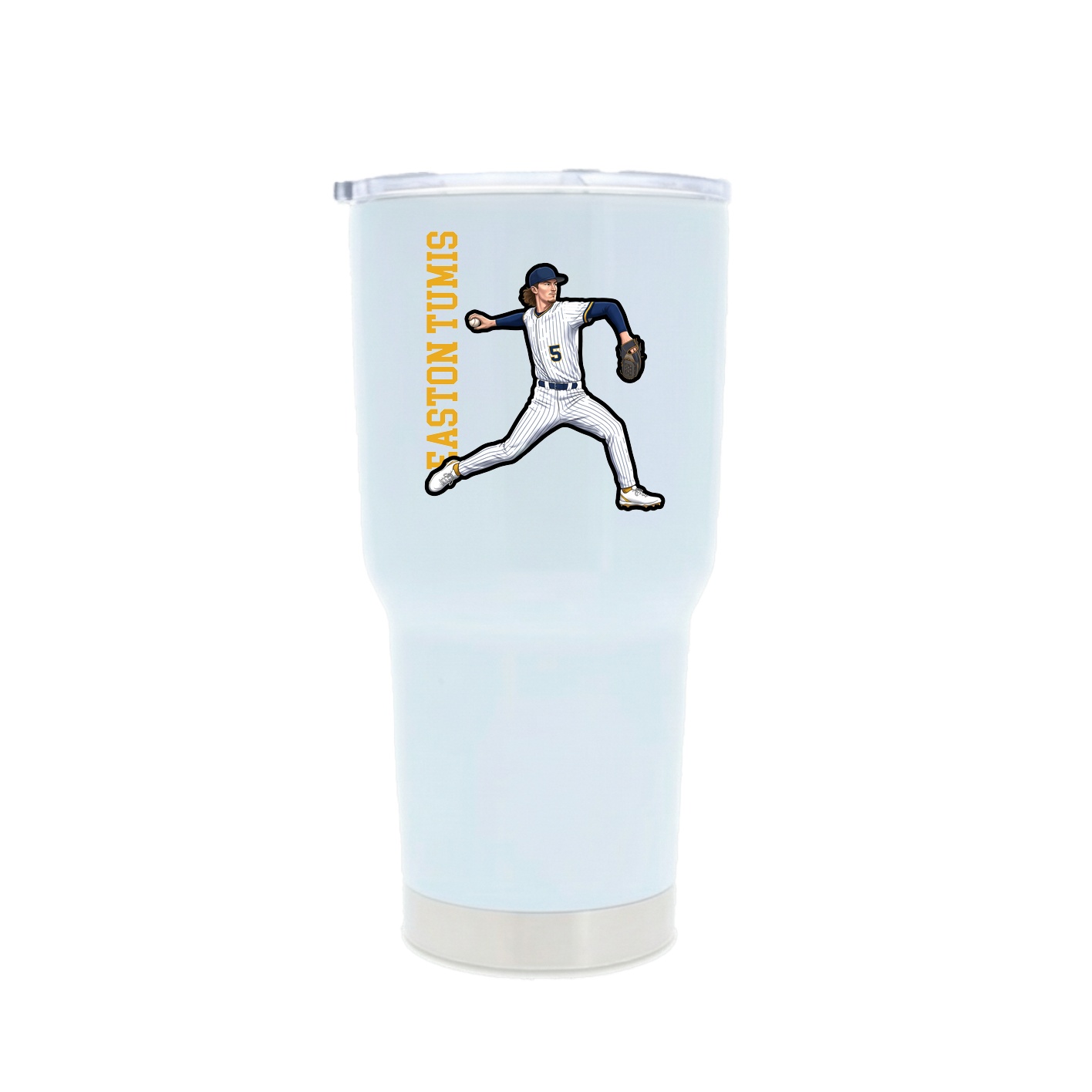 30oz Stainless Steel Tumbler — Name Vertical in White