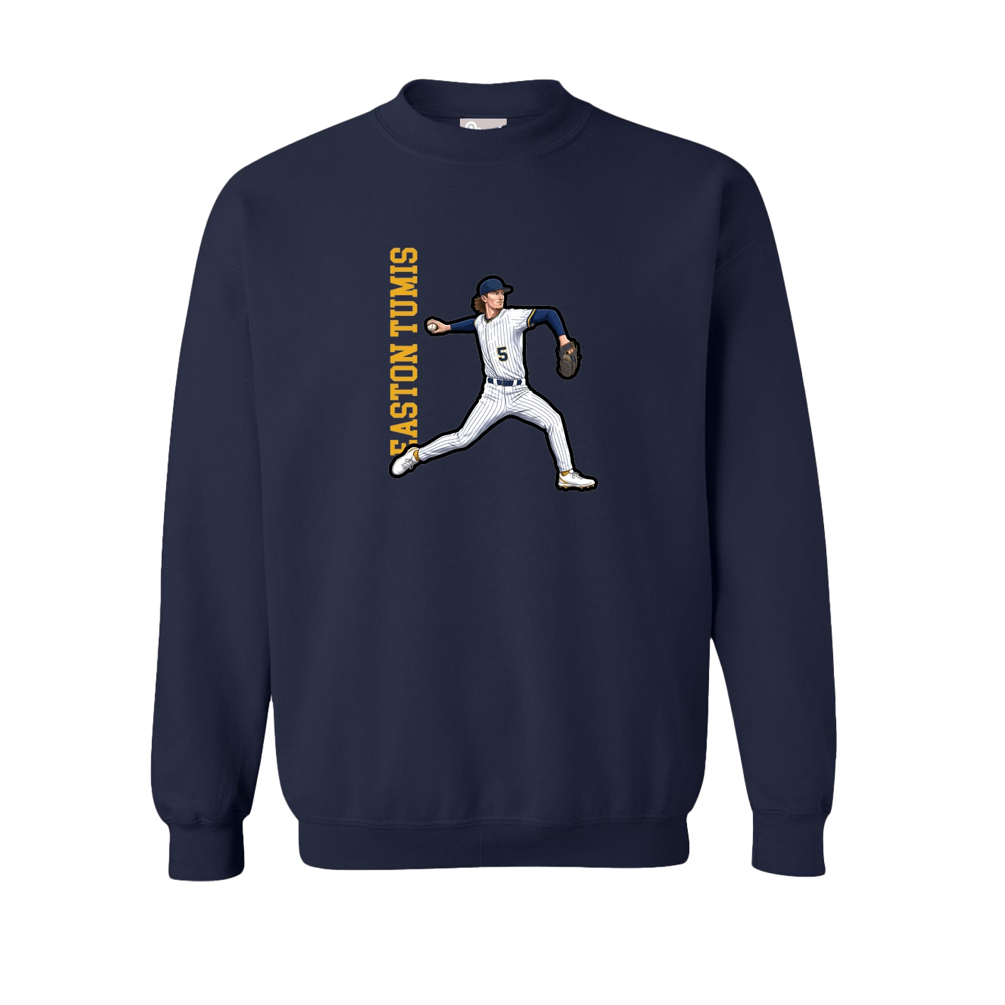 Fleece Crew — Name Vertical in Navy
