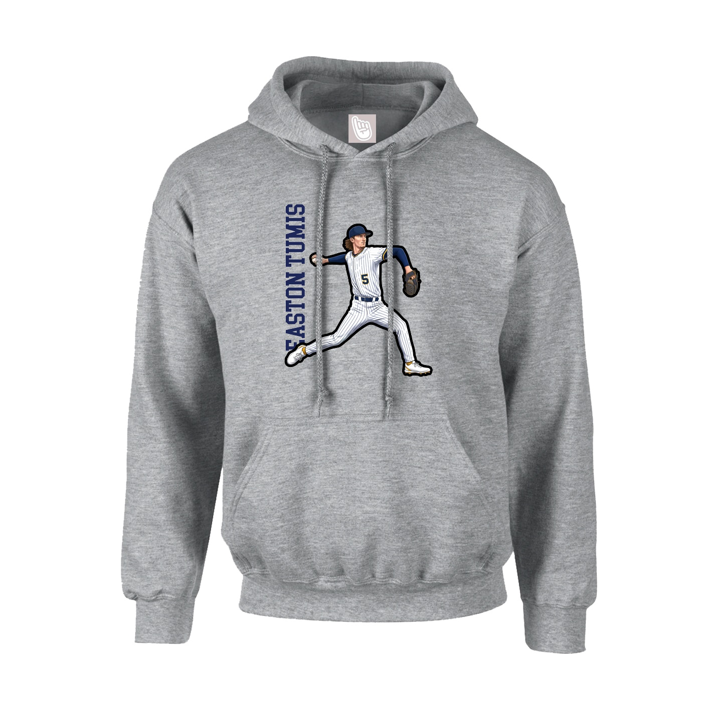 Youth Hoodie — Name Vertical in Grey