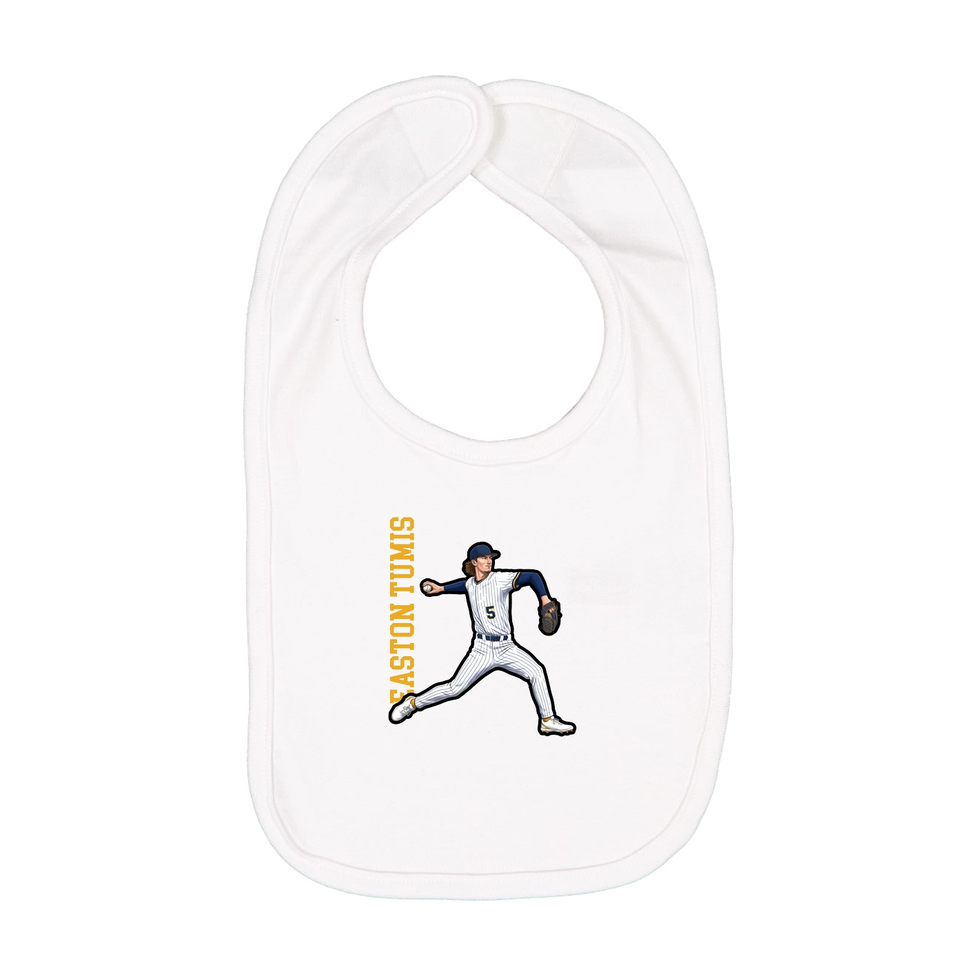 Infant Bib — Name Vertical in White