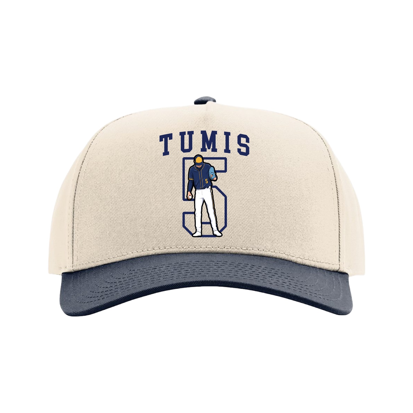 Full Fabric Five-Panel Champ Cap — Shirsey in Cream/Navy