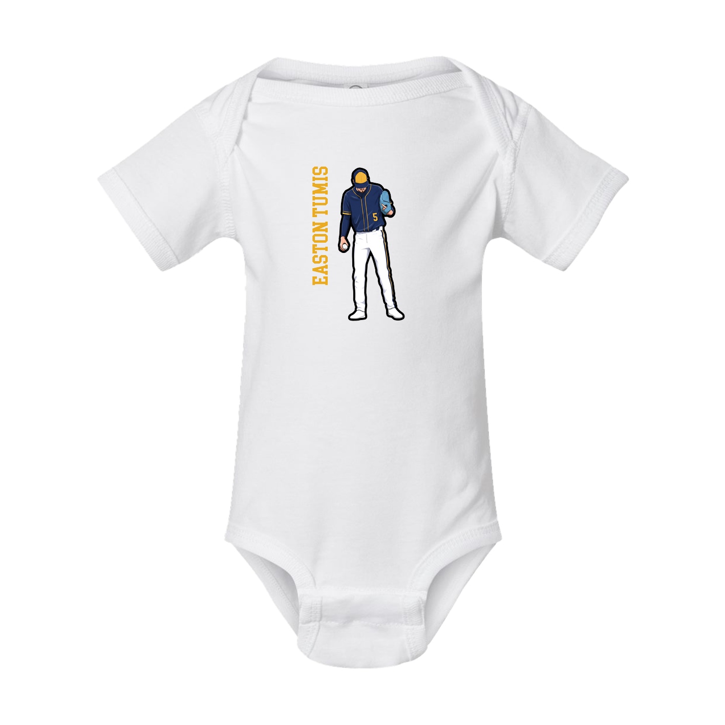 Baby Onesie — Name Vertical in White