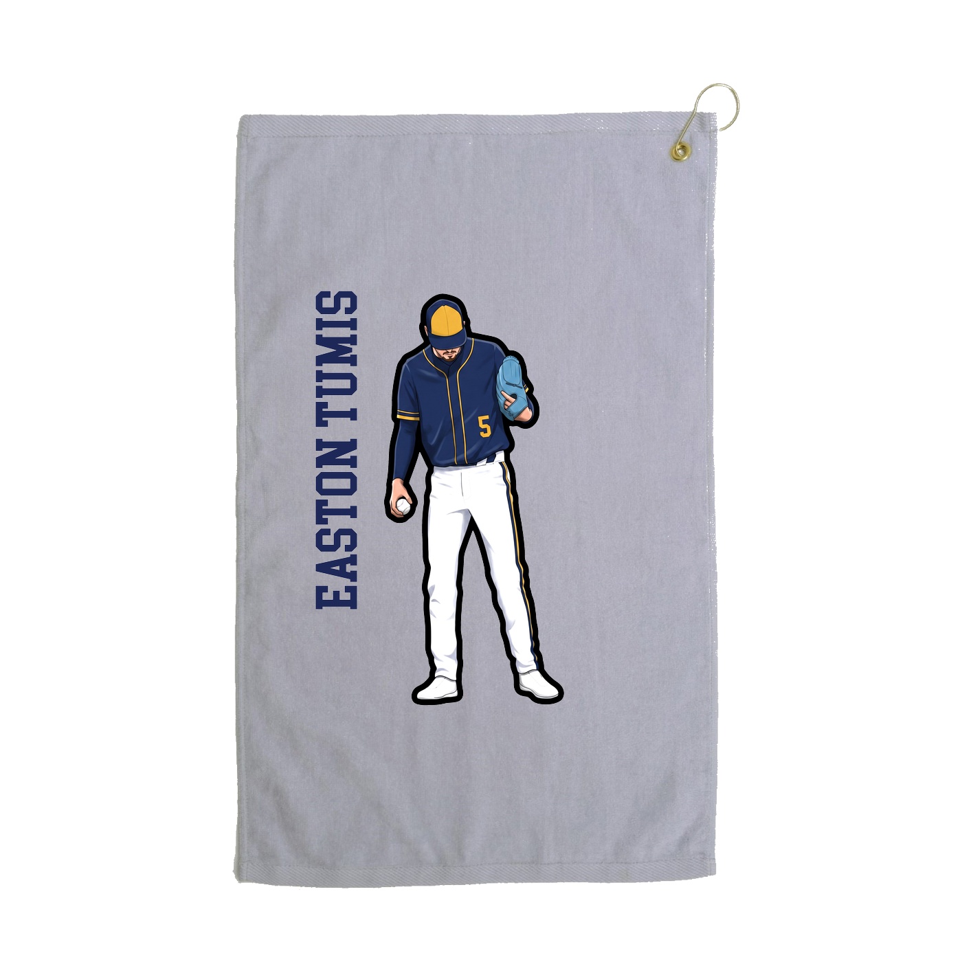 Golf Towel — Name Vertical in Grey
