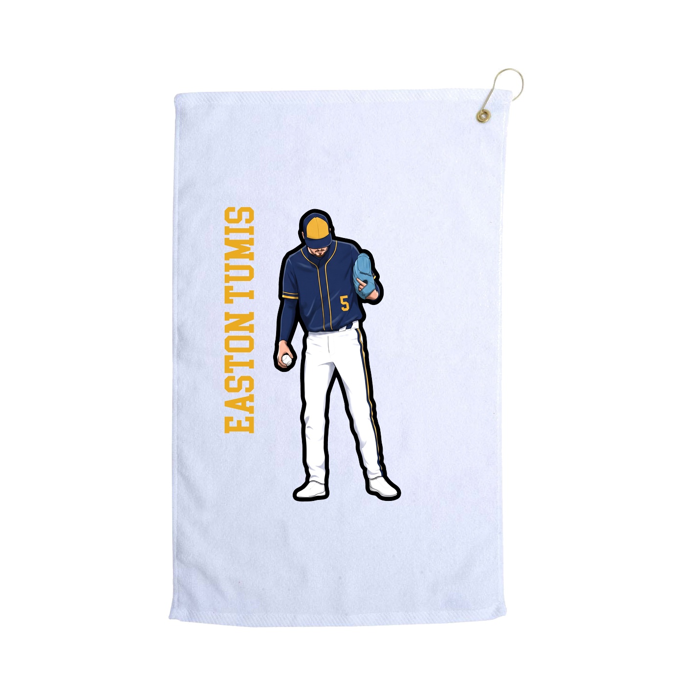 Golf Towel — Name Vertical in White