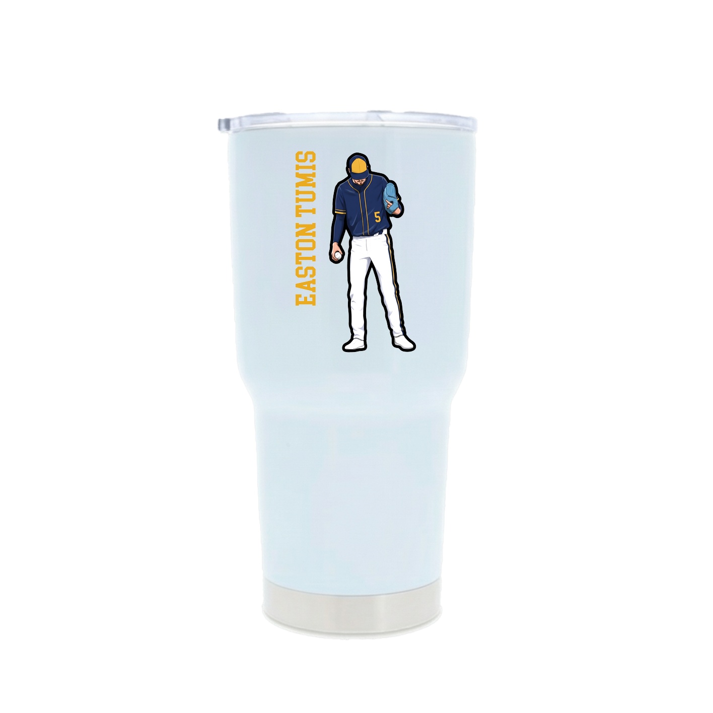 30oz Stainless Steel Tumbler — Name Vertical in White