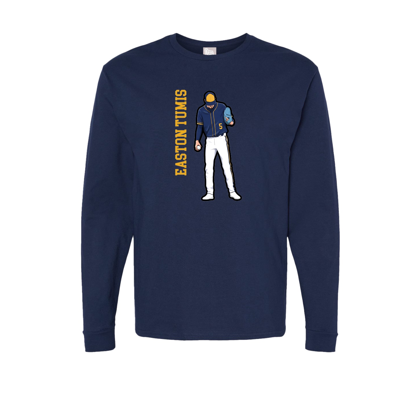 Long Sleeve Tee — Name Vertical in Navy