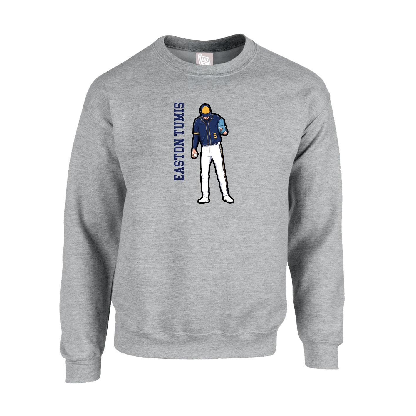 Fleece Crew — Name Vertical in Grey