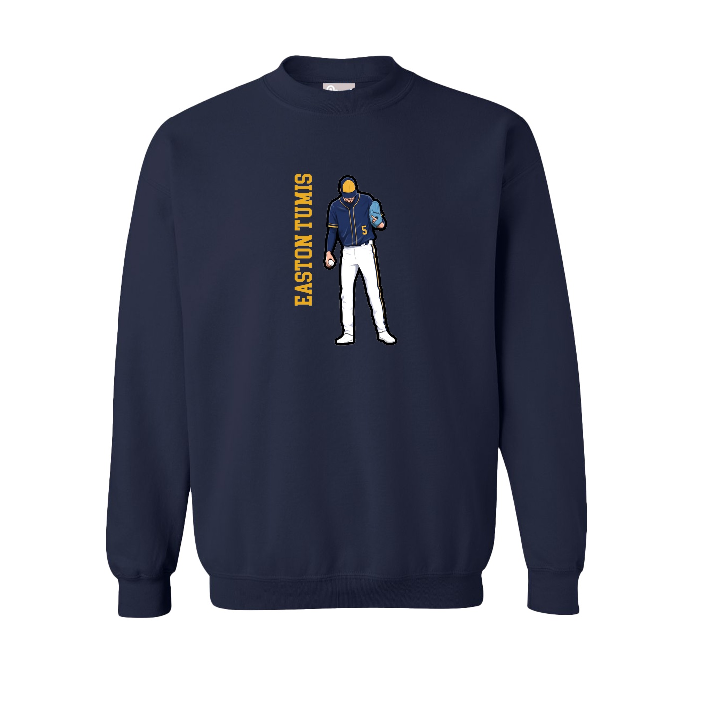 Fleece Crew — Name Vertical in Navy