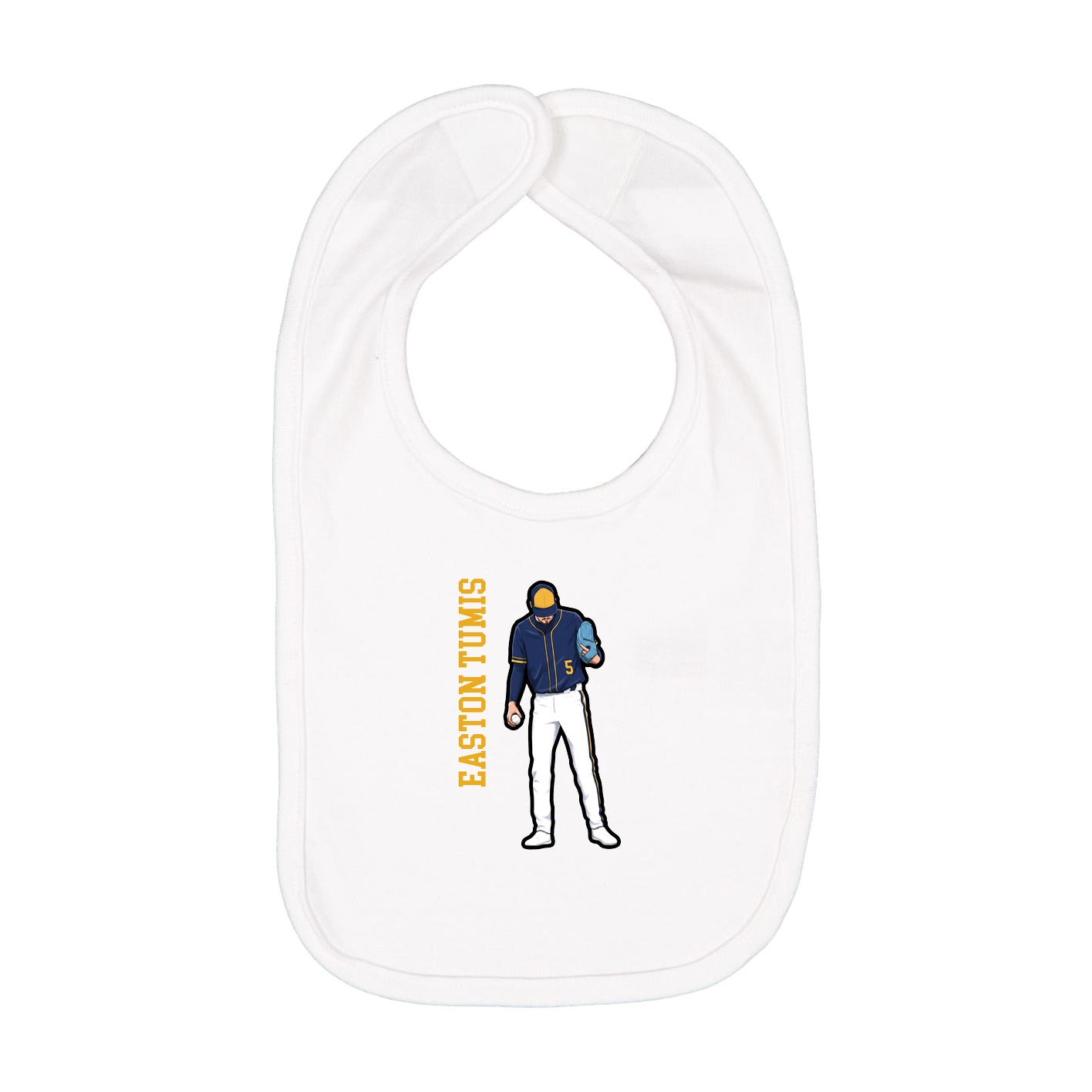 Infant Bib — Name Vertical in White