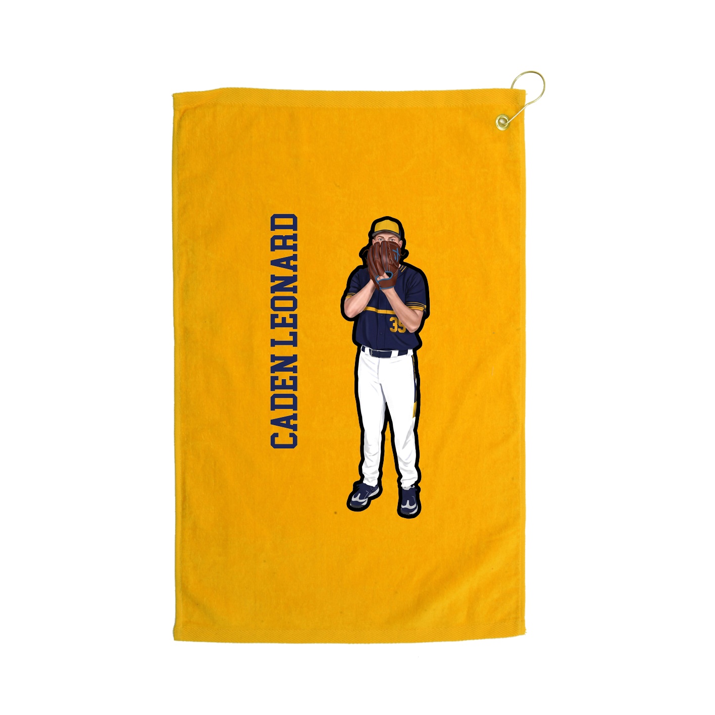 Golf Towel — Name Vertical in Gold