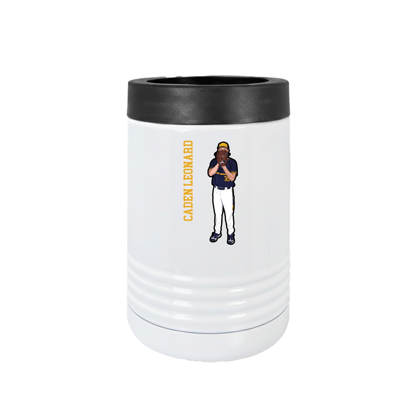 Beverage Holder — Name Vertical in White