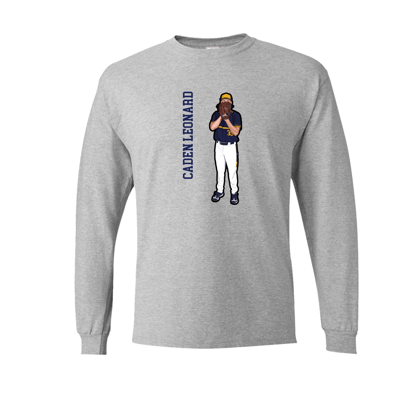 Long Sleeve Tee — Name Vertical in Grey