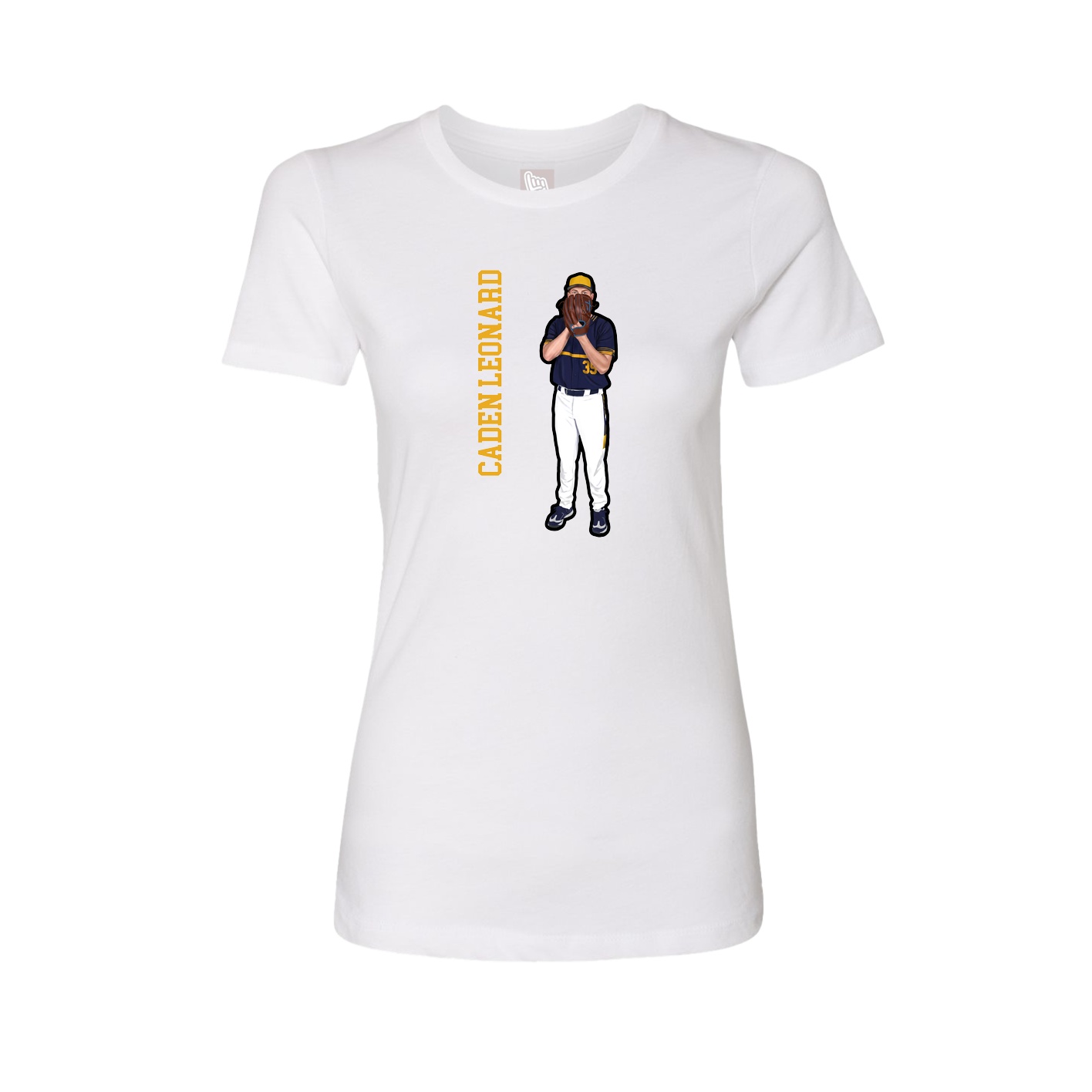 Womens Tee — Name Vertical in White