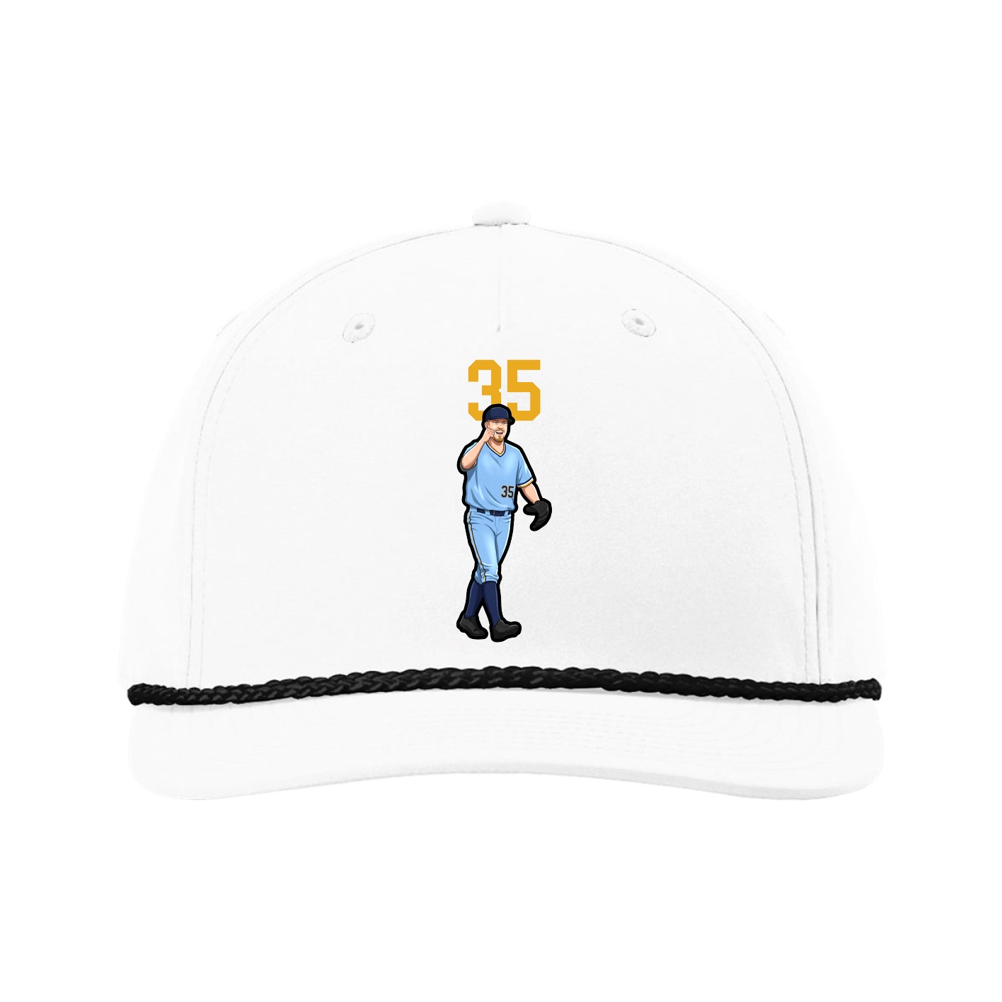 Five-Panel Classic Rope Cap — Number Top in White