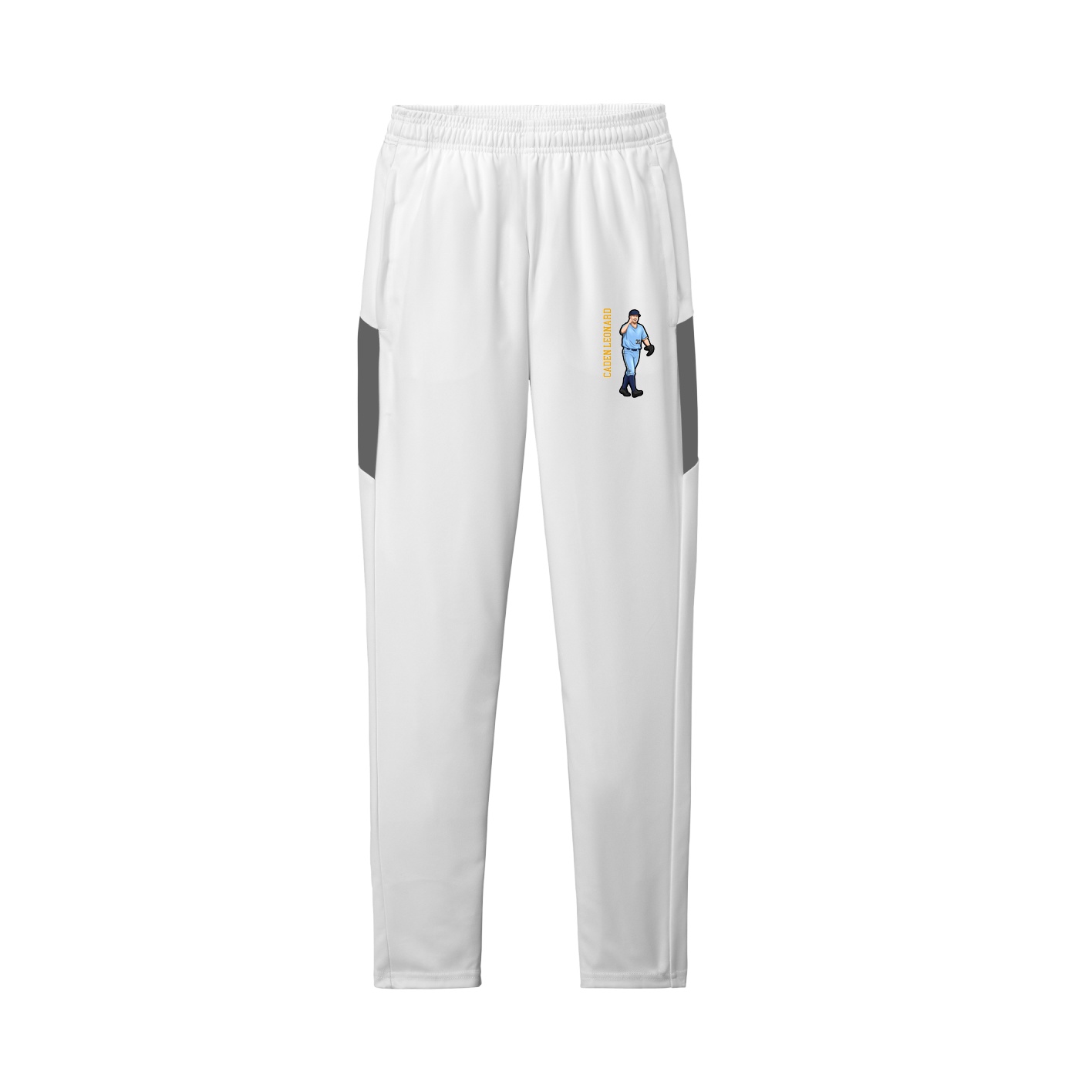 Team Travel Pant — Name Vertical in White/Grey