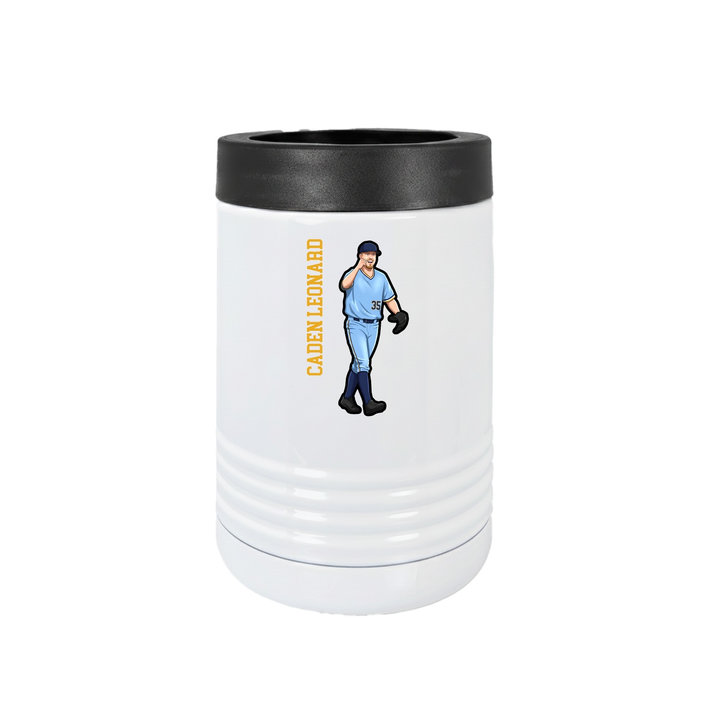 Beverage Holder — Name Vertical in White