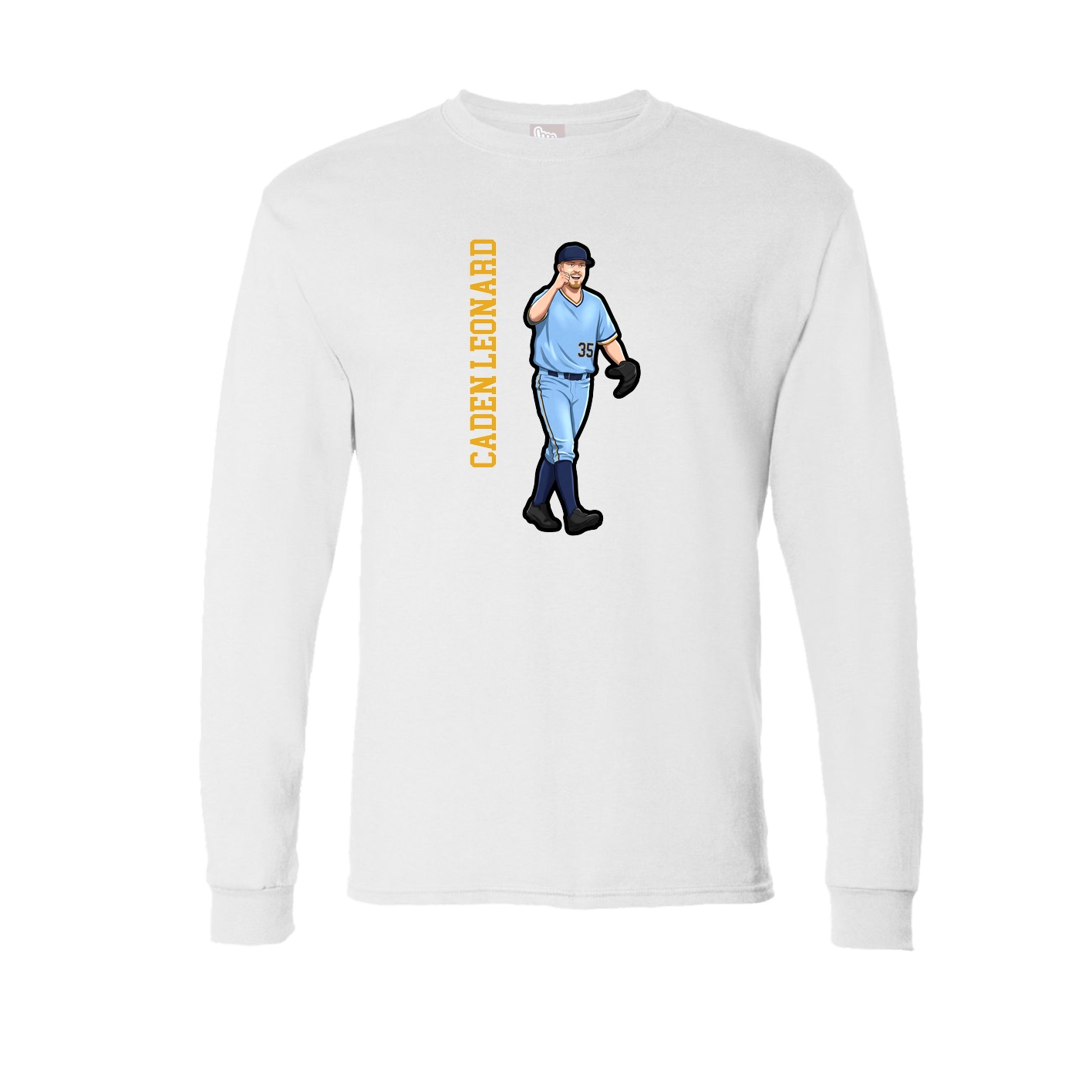 Long Sleeve Tee — Name Vertical in White