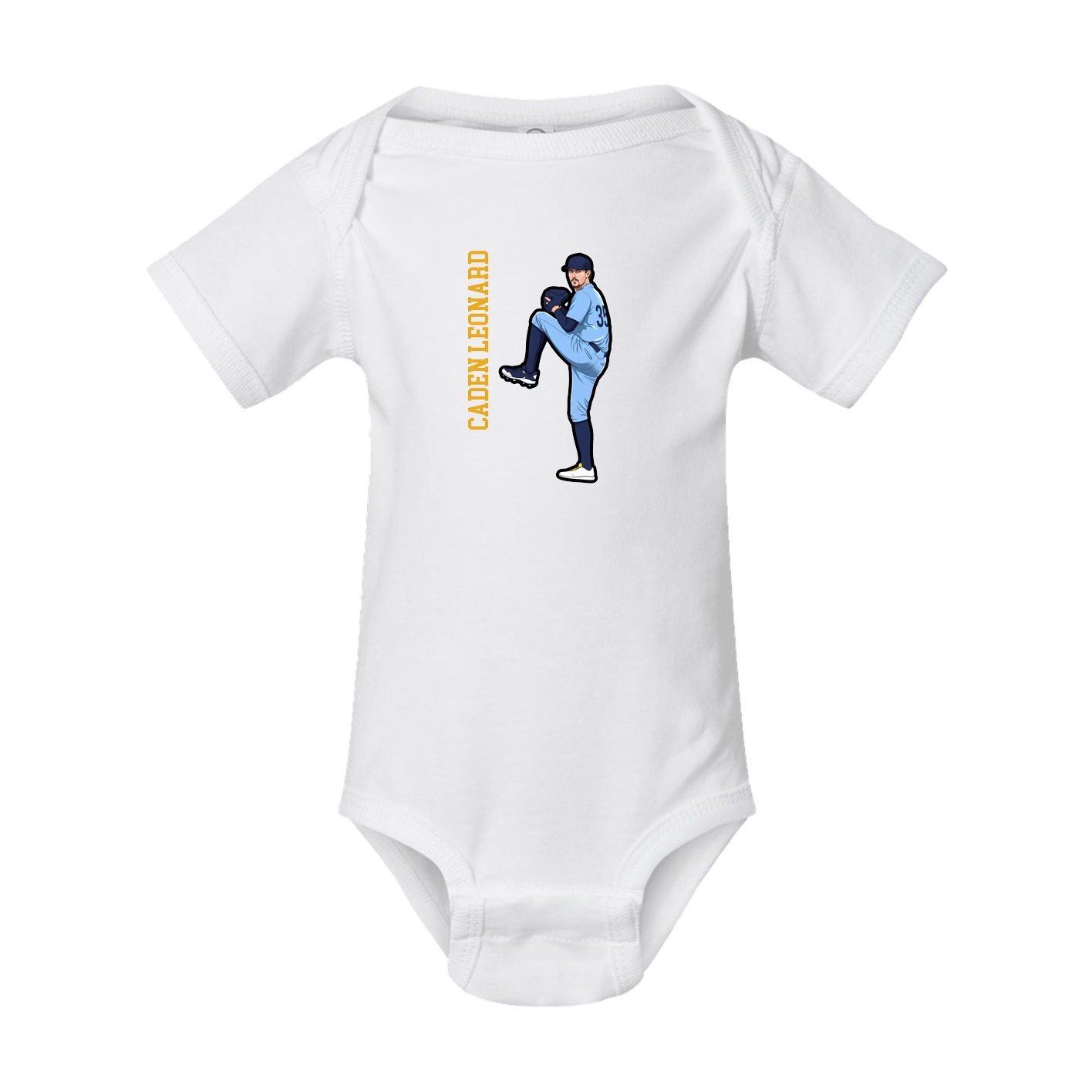 Baby Onesie — Name Vertical in White