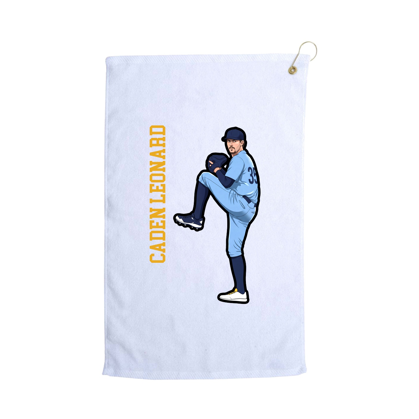 Golf Towel — Name Vertical in White