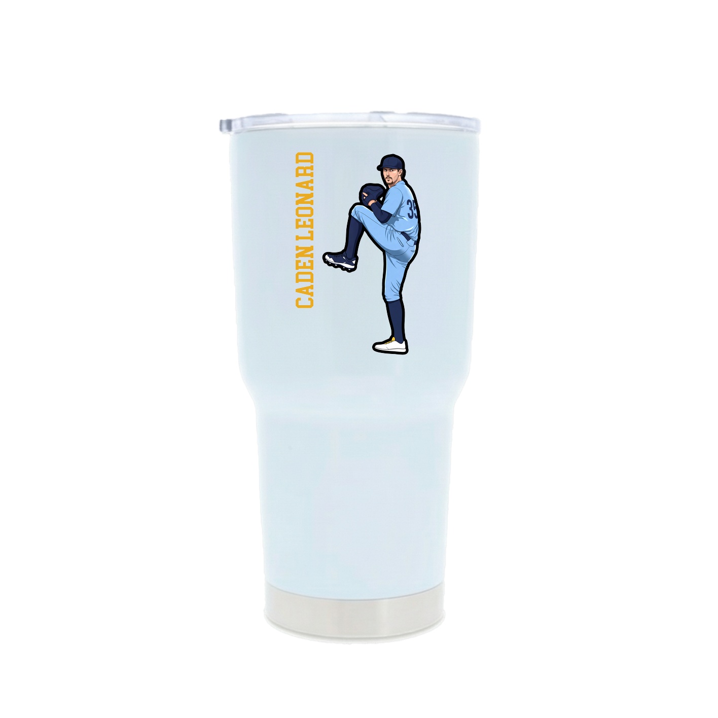 30oz Stainless Steel Tumbler — Name Vertical in White