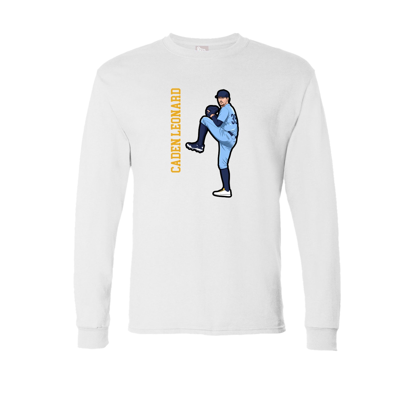 Long Sleeve Tee — Name Vertical in White