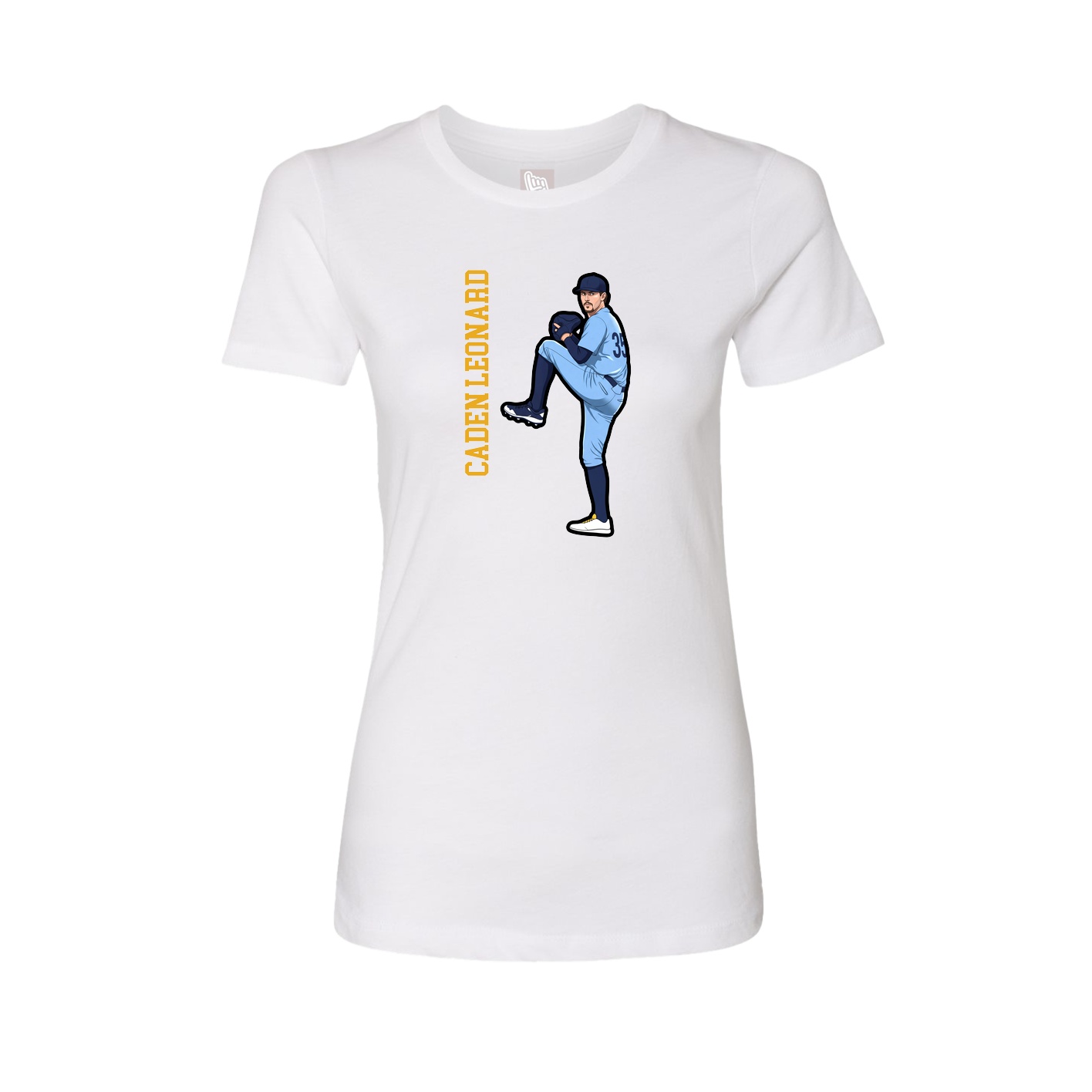 Womens Tee — Name Vertical in White