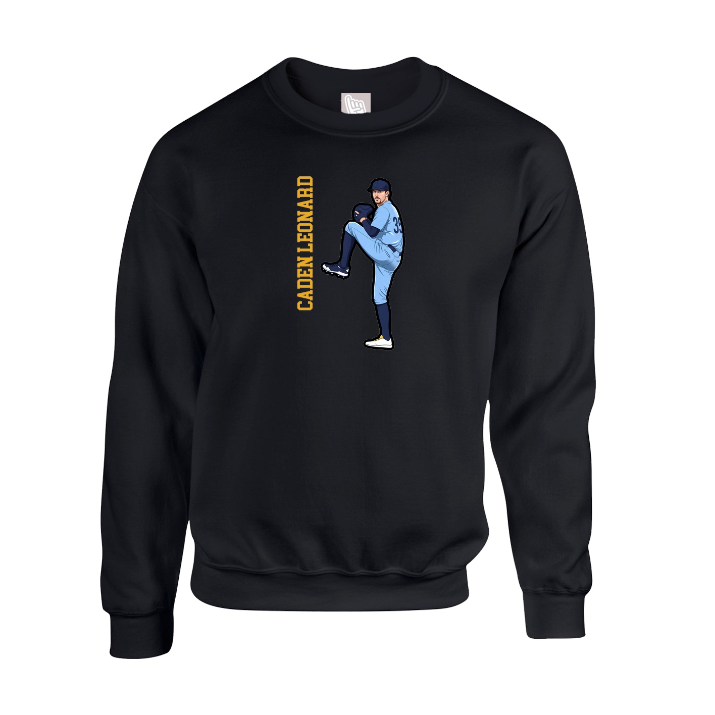 Fleece Crew — Name Vertical in Black