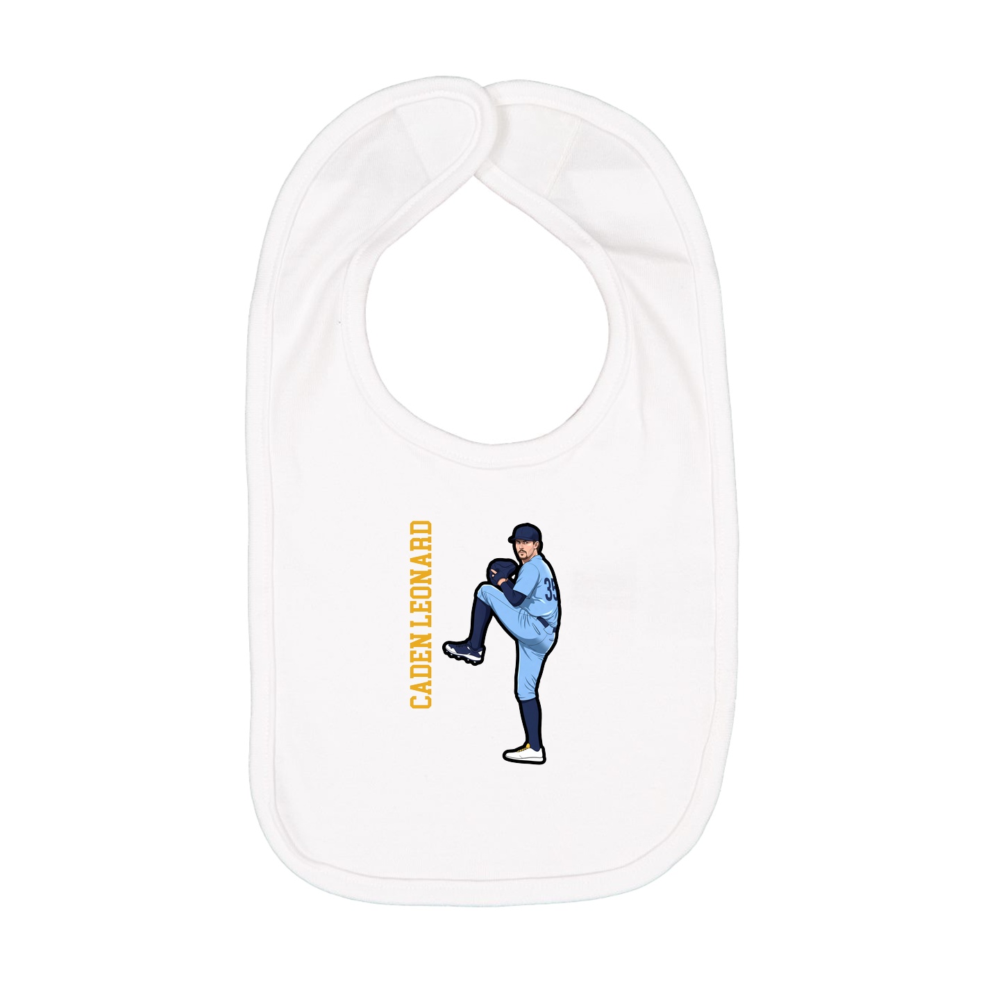 Infant Bib — Name Vertical in White