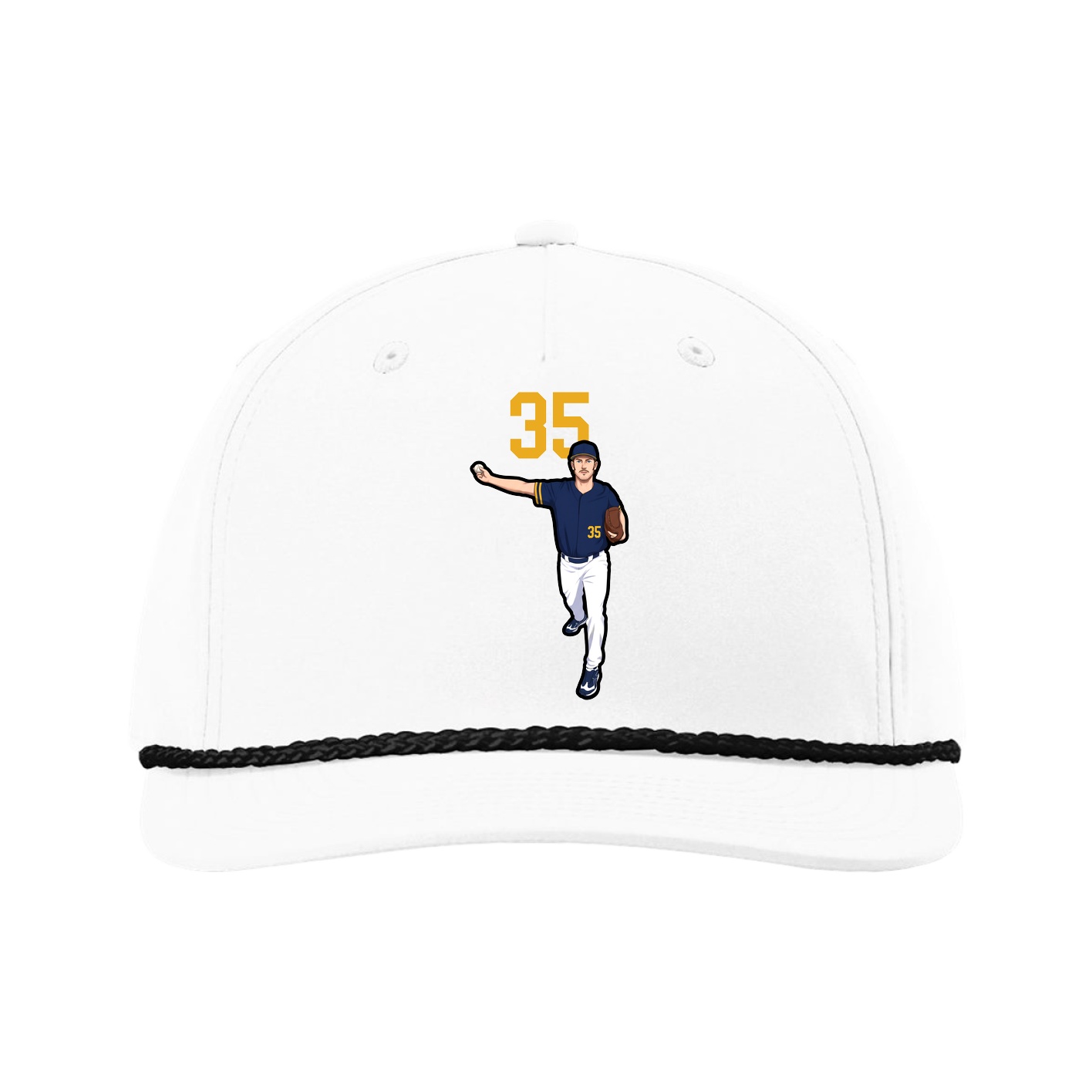 Five-Panel Classic Rope Cap — Number Top in White