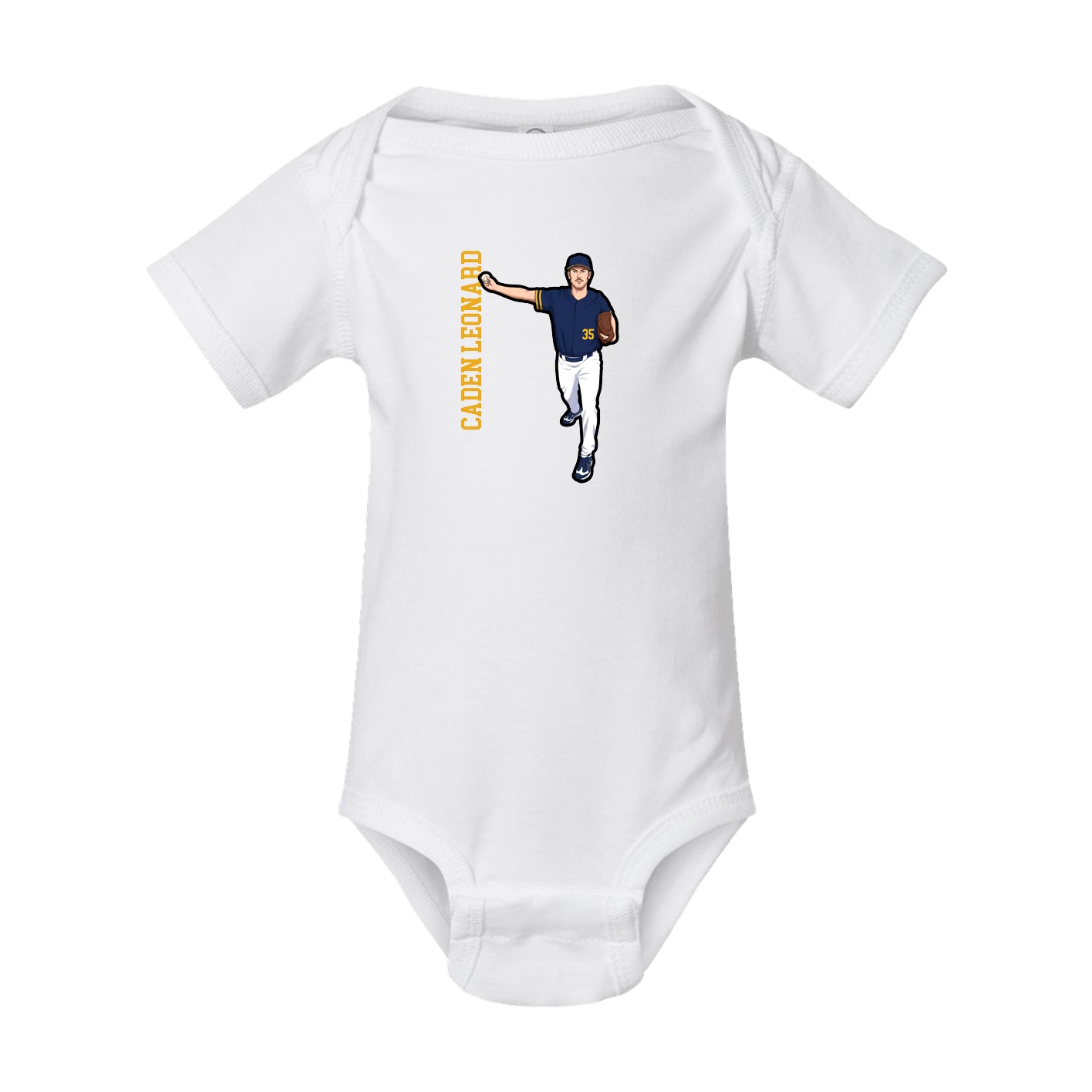 Baby Onesie — Name Vertical in White
