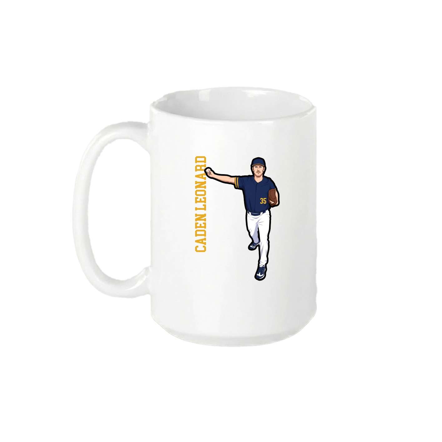 15oz Coffee Mug — Name Vertical in White
