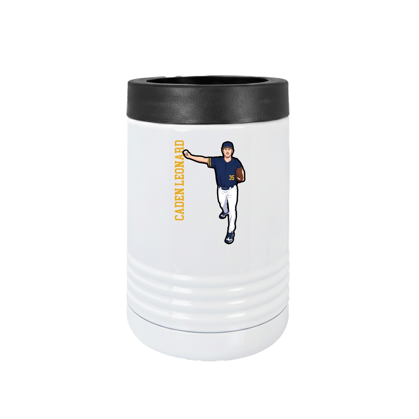 Beverage Holder — Name Vertical in White