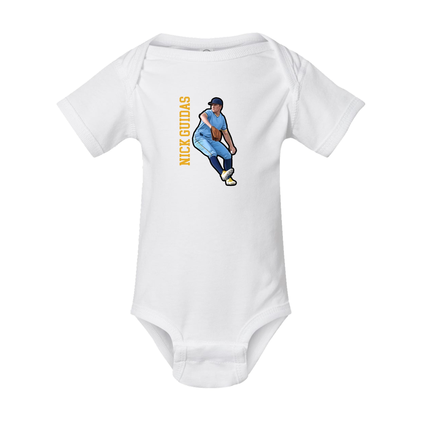 Baby Onesie — Name Vertical in White