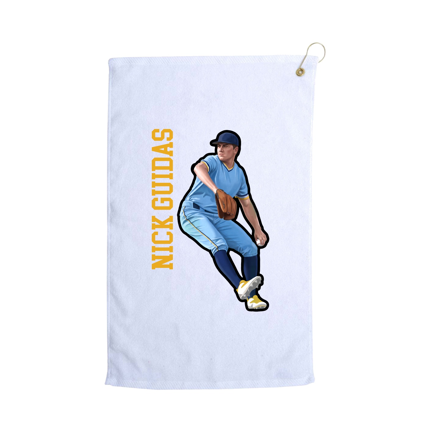 Golf Towel — Name Vertical in White