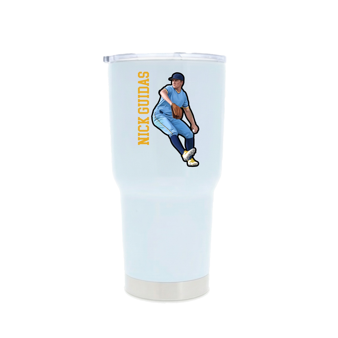 30oz Stainless Steel Tumbler — Name Vertical in White