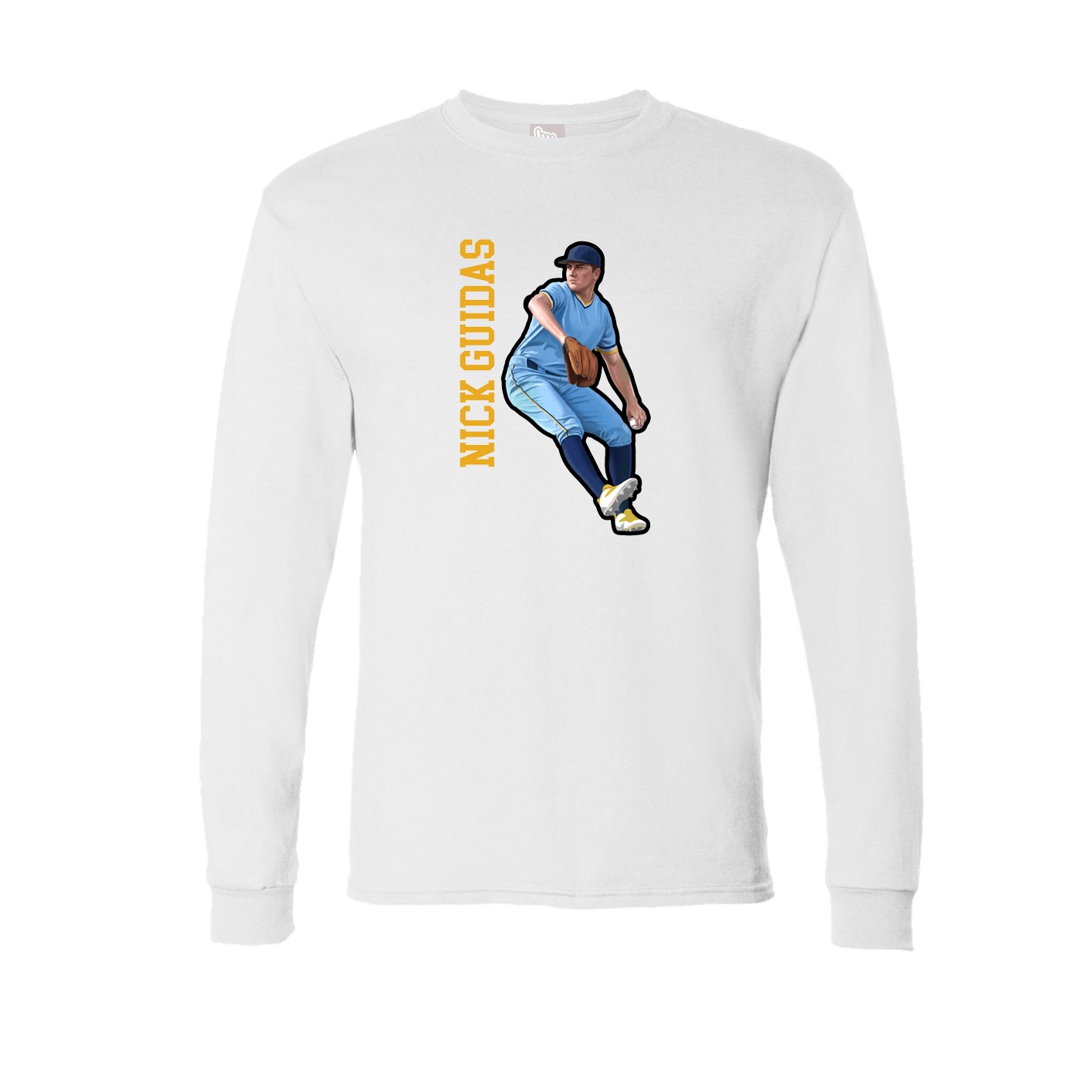Long Sleeve Tee — Name Vertical in White